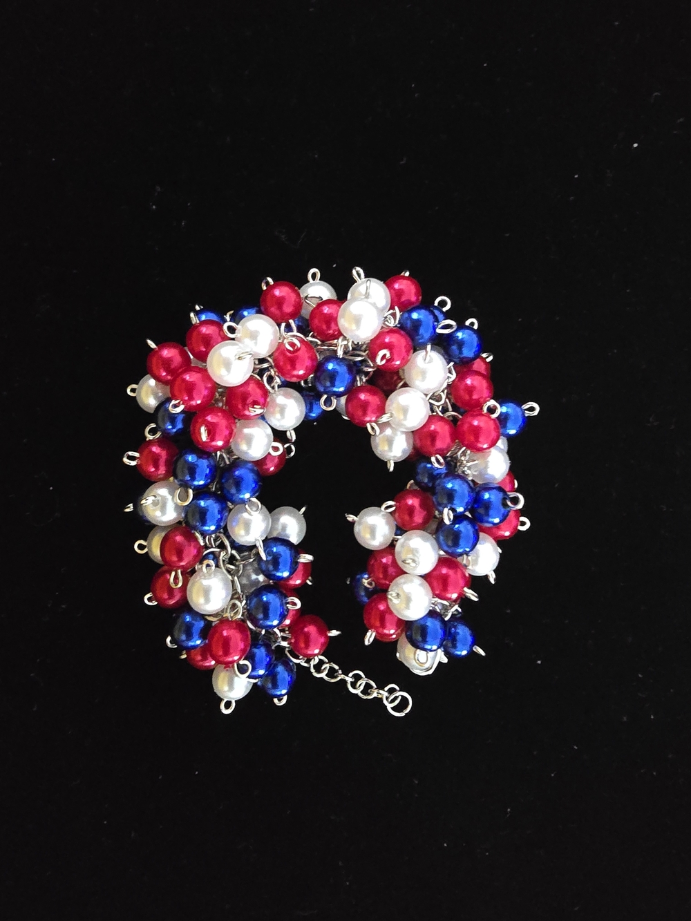 Patriotic Cluster Bead Bracelet - Red, White & Blue